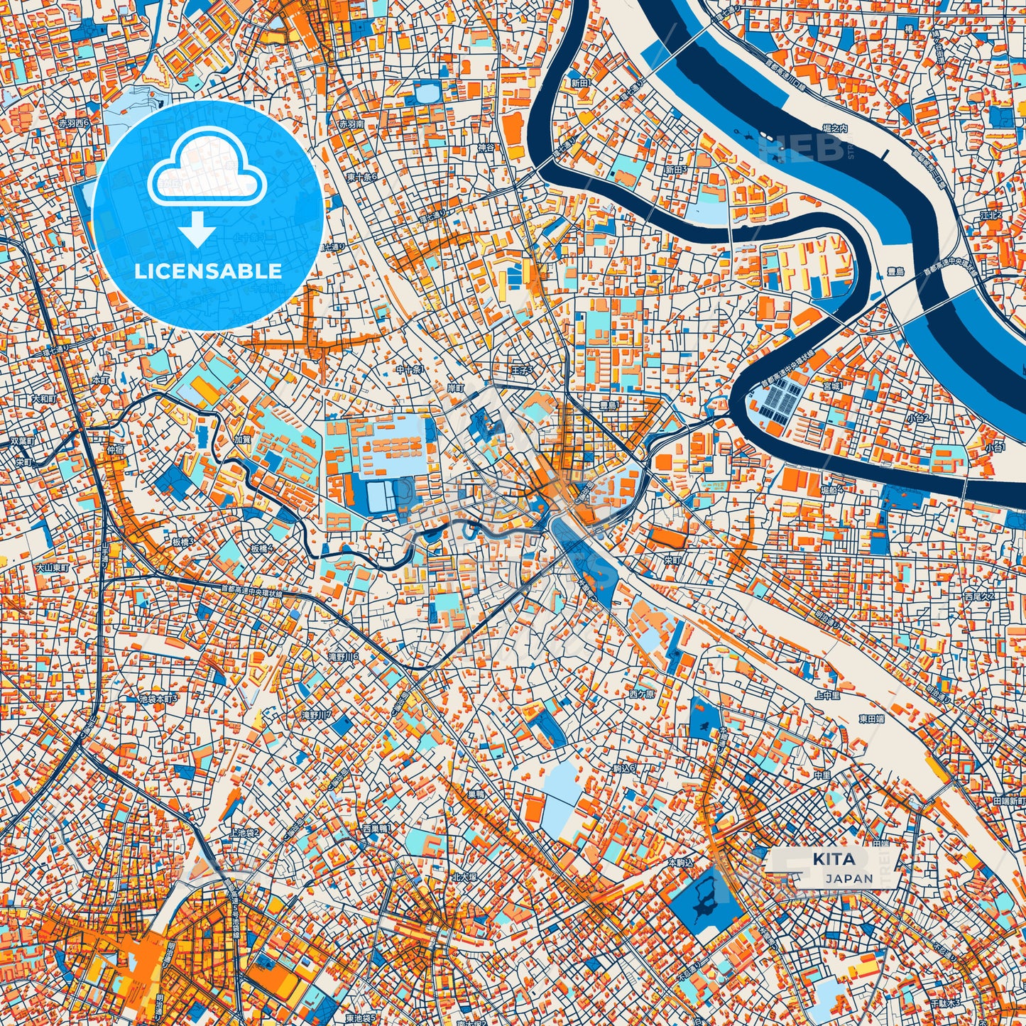 Canvas Print Template of Kita Street Map