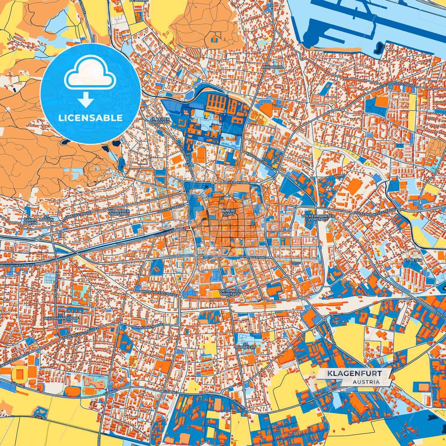 Canvas Print Template of Klagenfurt Street Map
