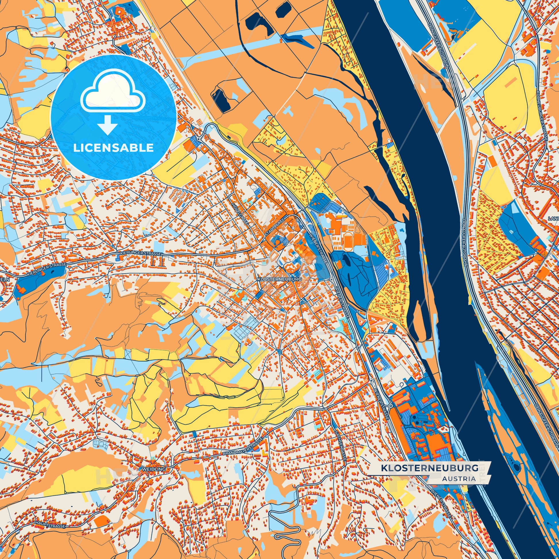 Canvas Print Template of Klosterneuburg Street Map