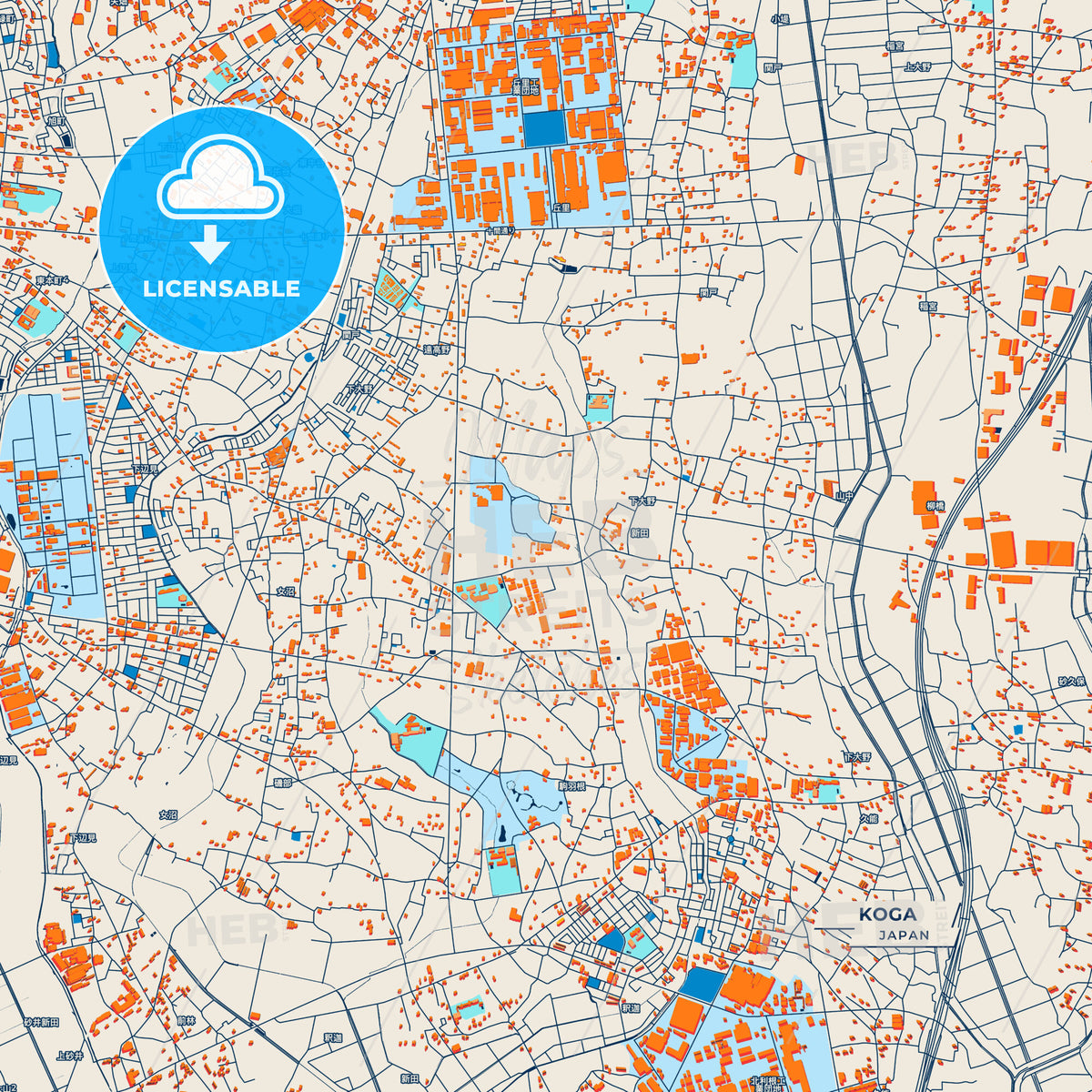 Canvas Print Template of Koga Street Map