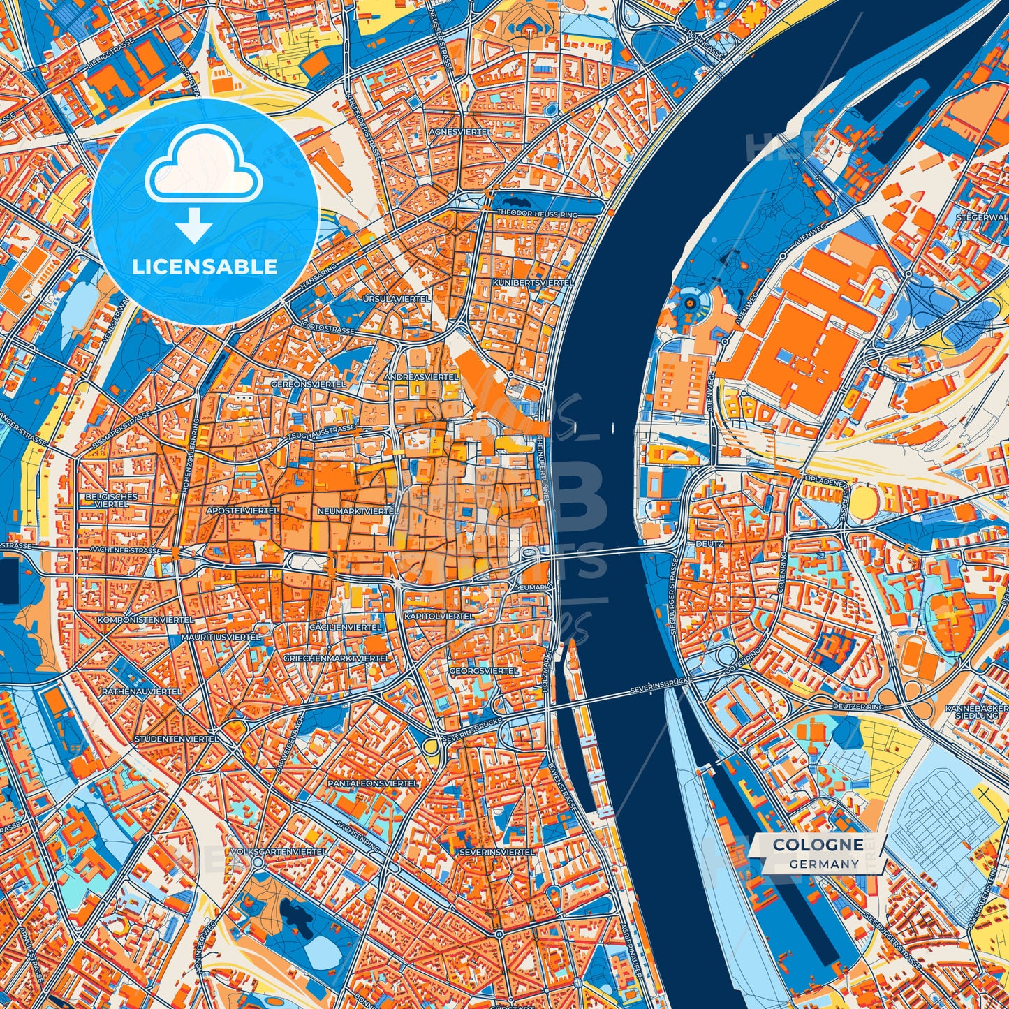 Canvas Print Template of Cologne Street Map