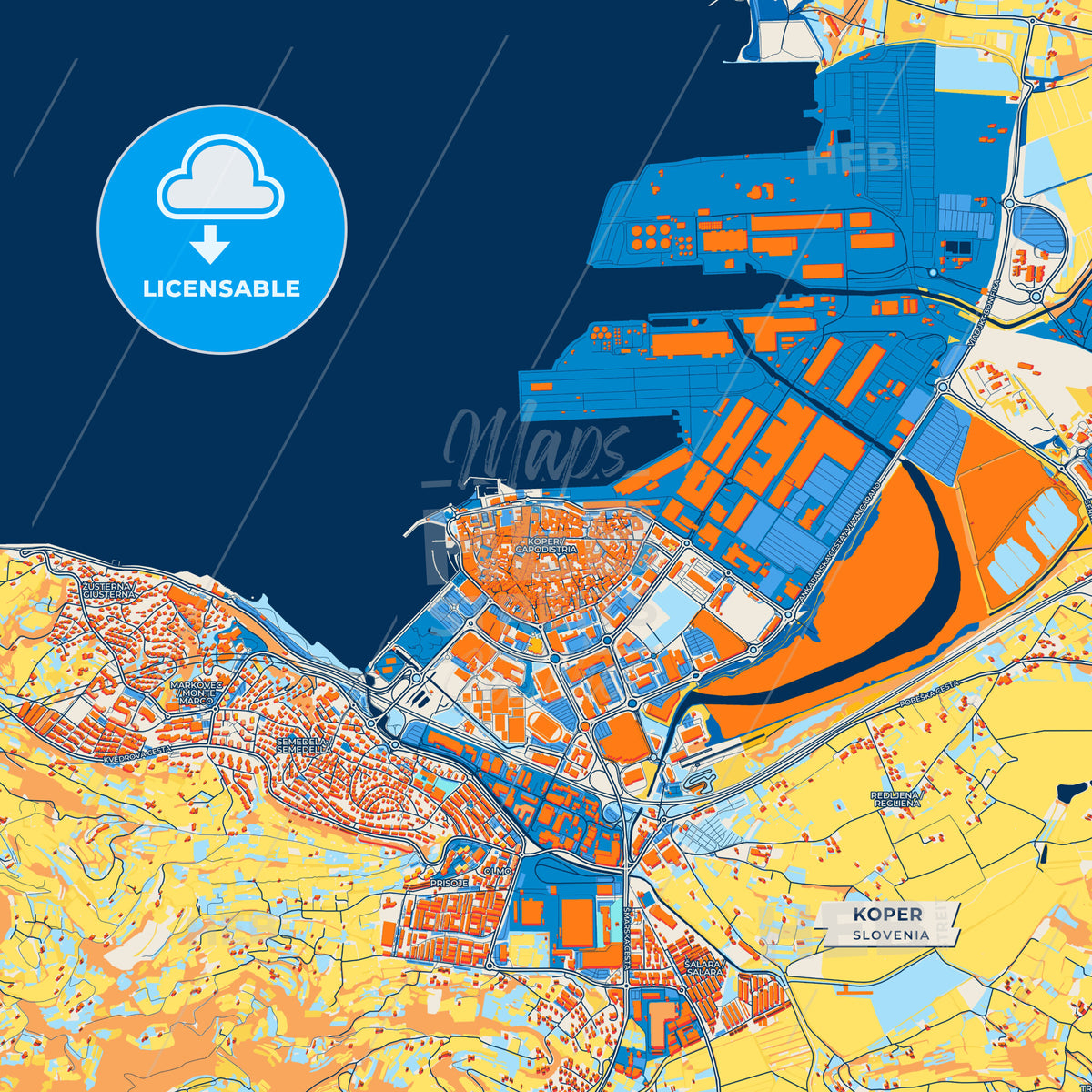 Canvas Print Template of Koper Street Map