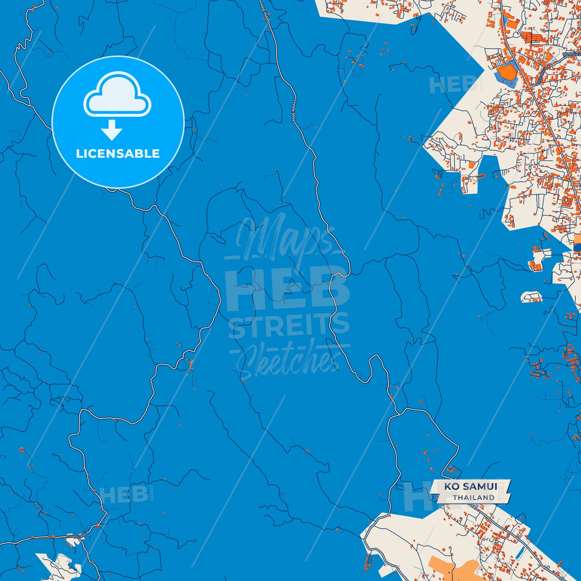 Canvas Print Template of Ko Samui Street Map