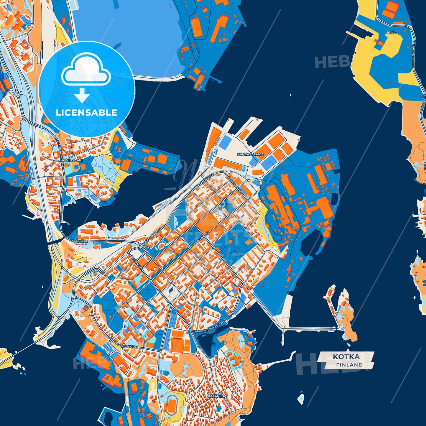 Canvas Print Template of Kotka Street Map