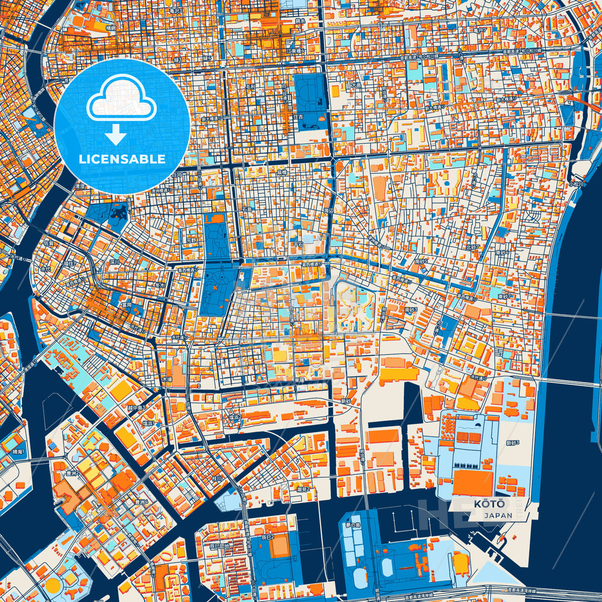Canvas Print Template of Kōtō Street Map