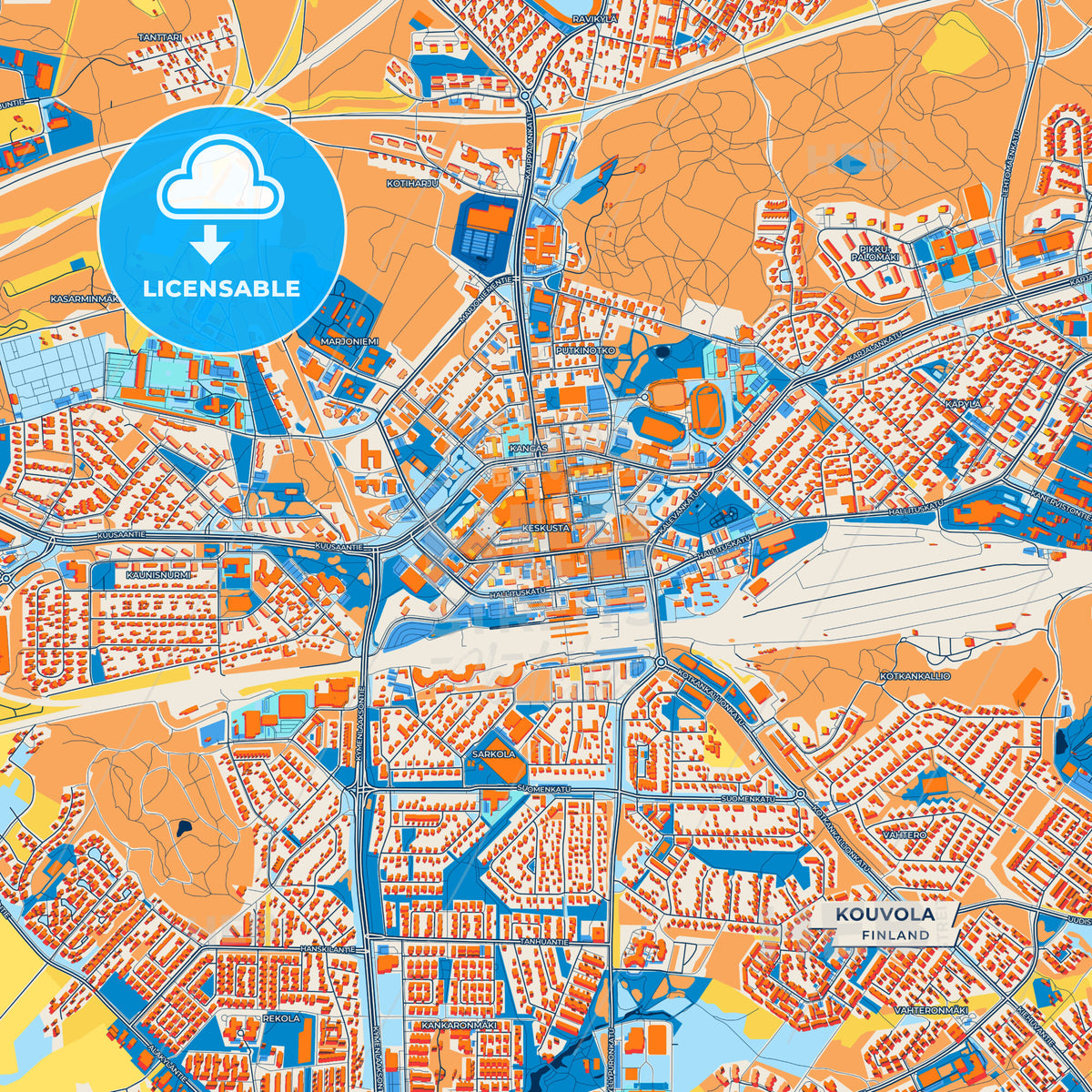 Canvas Print Template of Kouvola Street Map
