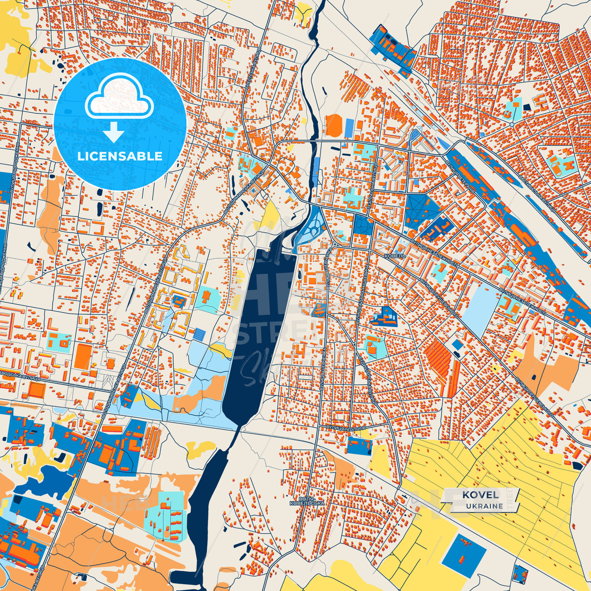 Canvas Print Template of Kovel Street Map