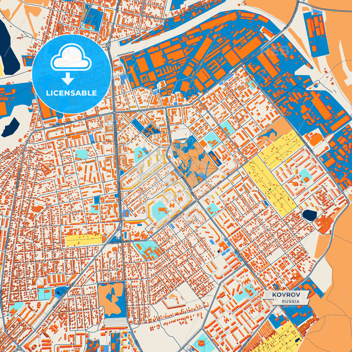 Canvas Print Template of Kovrov Street Map