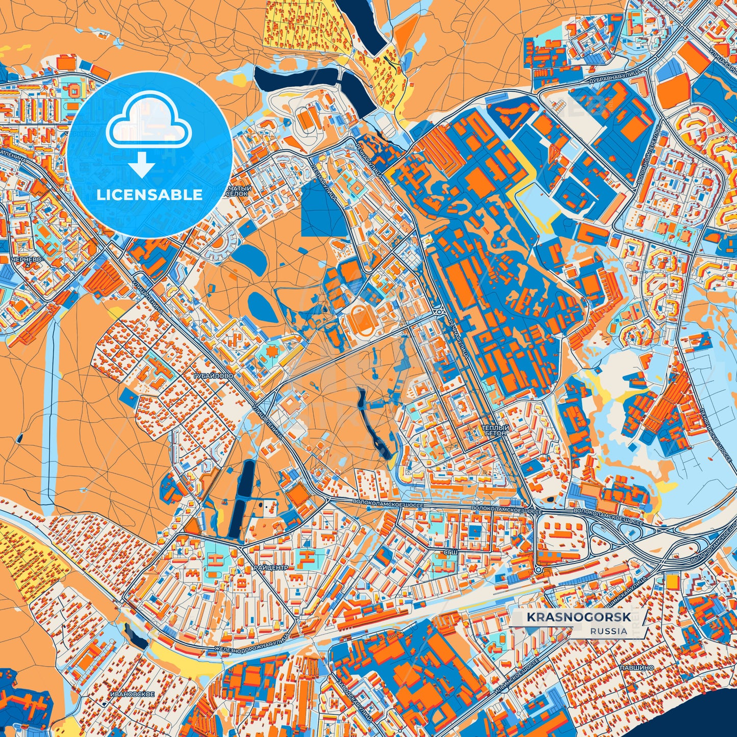 Canvas Print Template of Krasnogorsk Street Map