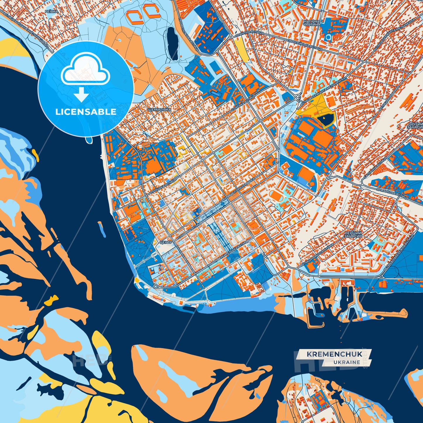 Canvas Print Template of Kremenchuk Street Map