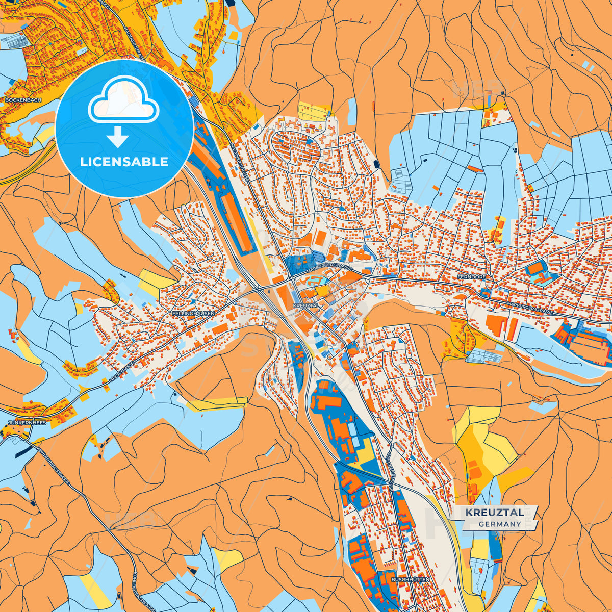 Canvas Print Template of Kreuztal Street Map