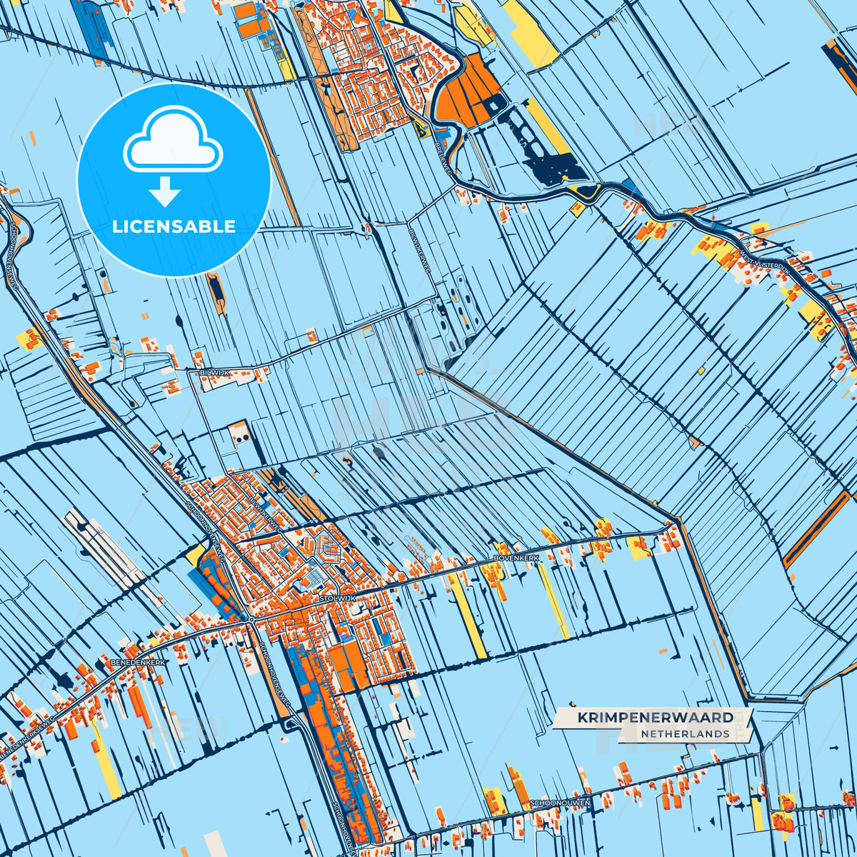 Canvas Print Template of Krimpenerwaard Street Map