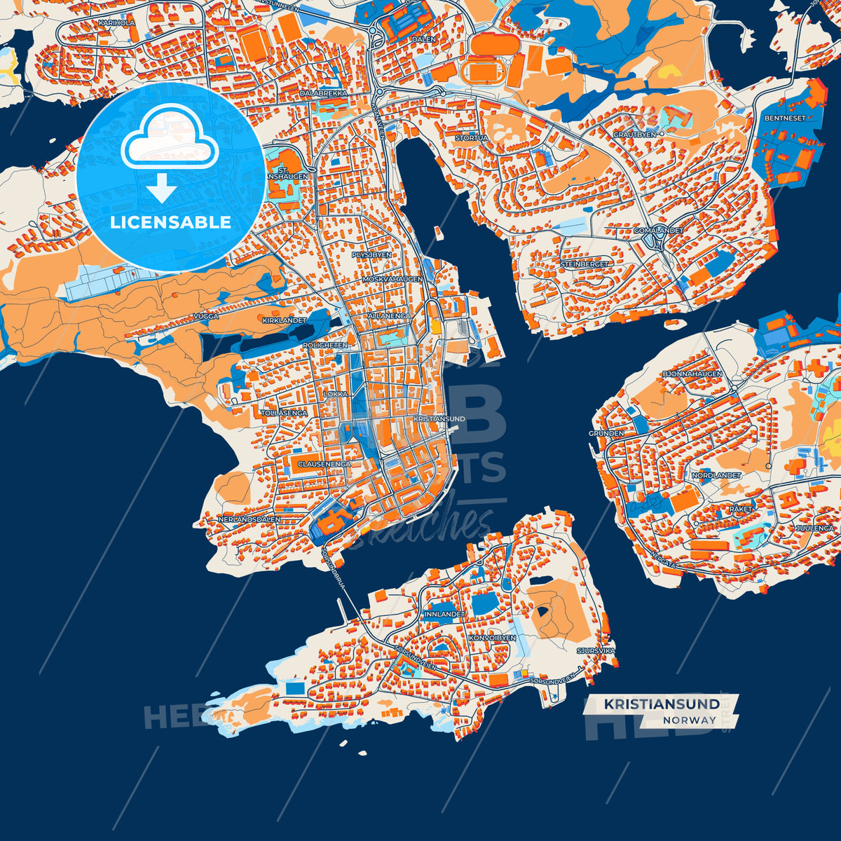 Canvas Print Template of Kristiansund Street Map