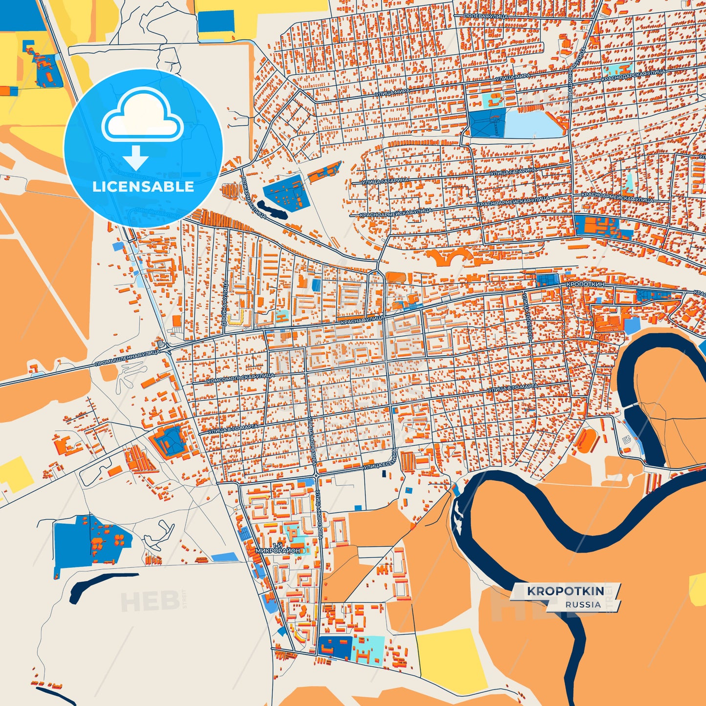 Canvas Print Template of Kropotkin Street Map