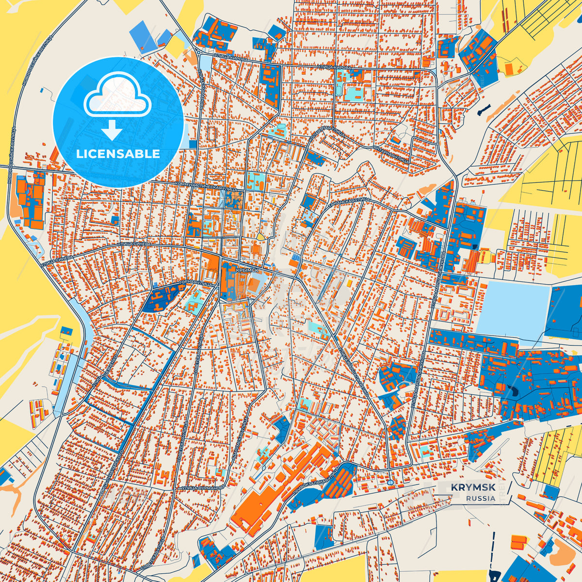 Canvas Print Template of Krymsk Street Map