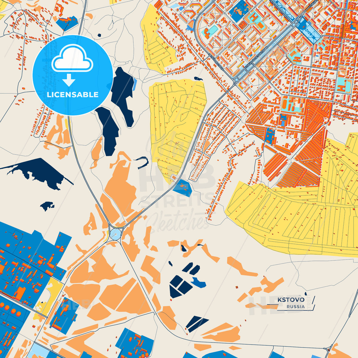 Canvas Print Template of Kstovo Street Map