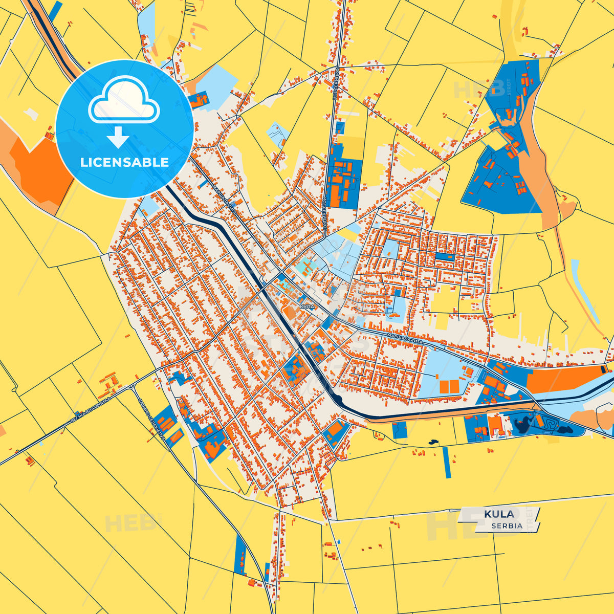 Canvas Print Template of Kula Street Map