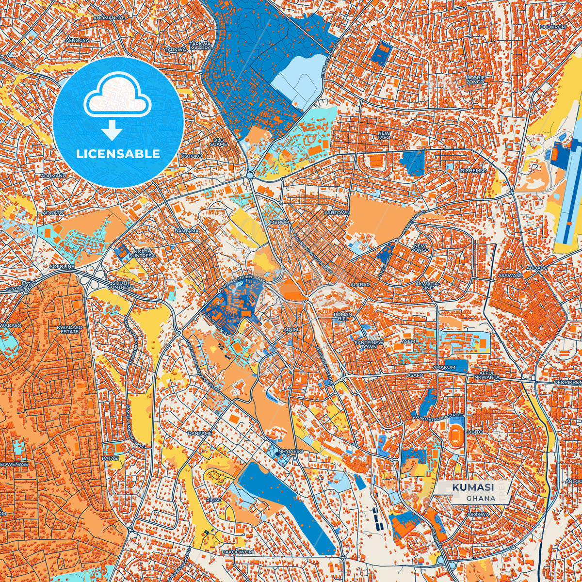 Canvas Print Template of Kumasi Street Map