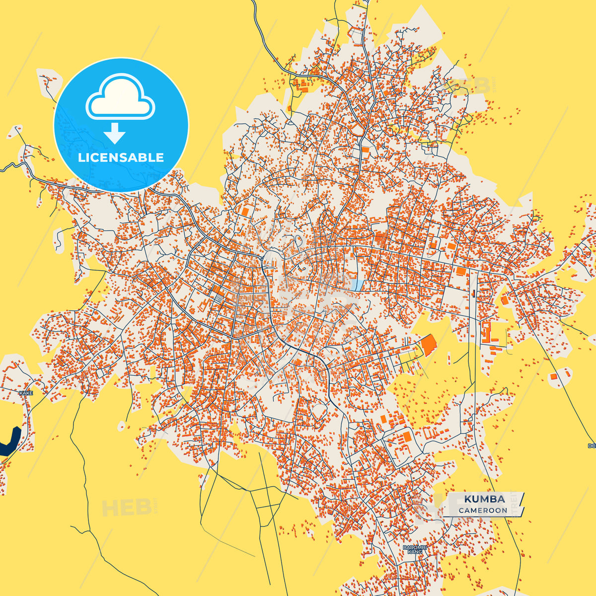 Canvas Print Template of Kumba Street Map