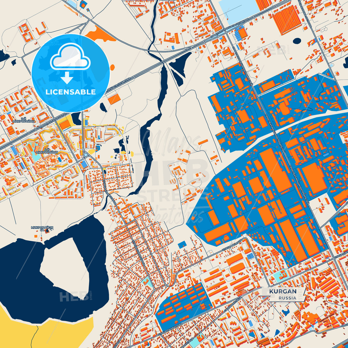 Canvas Print Template of Kurgan Street Map