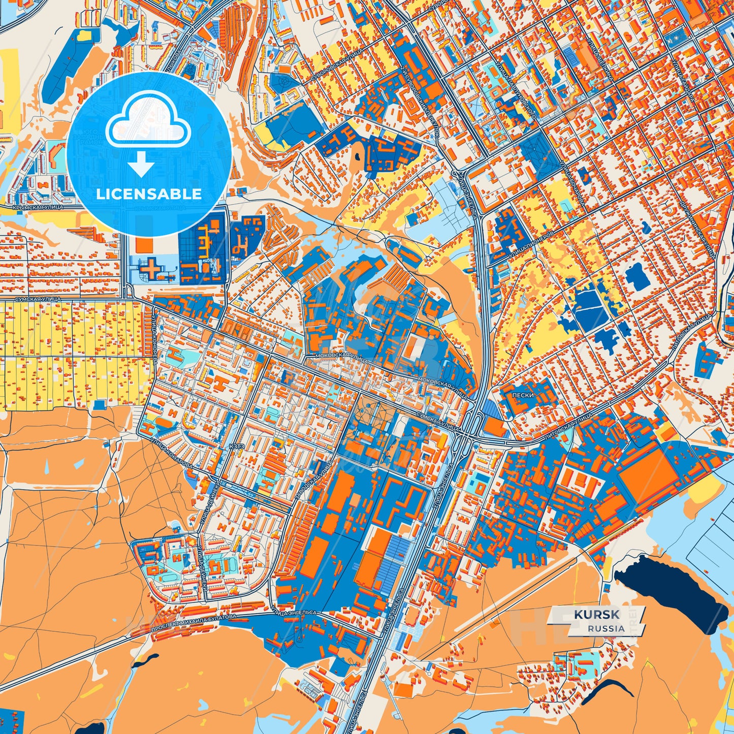 Canvas Print Template of Kursk Street Map