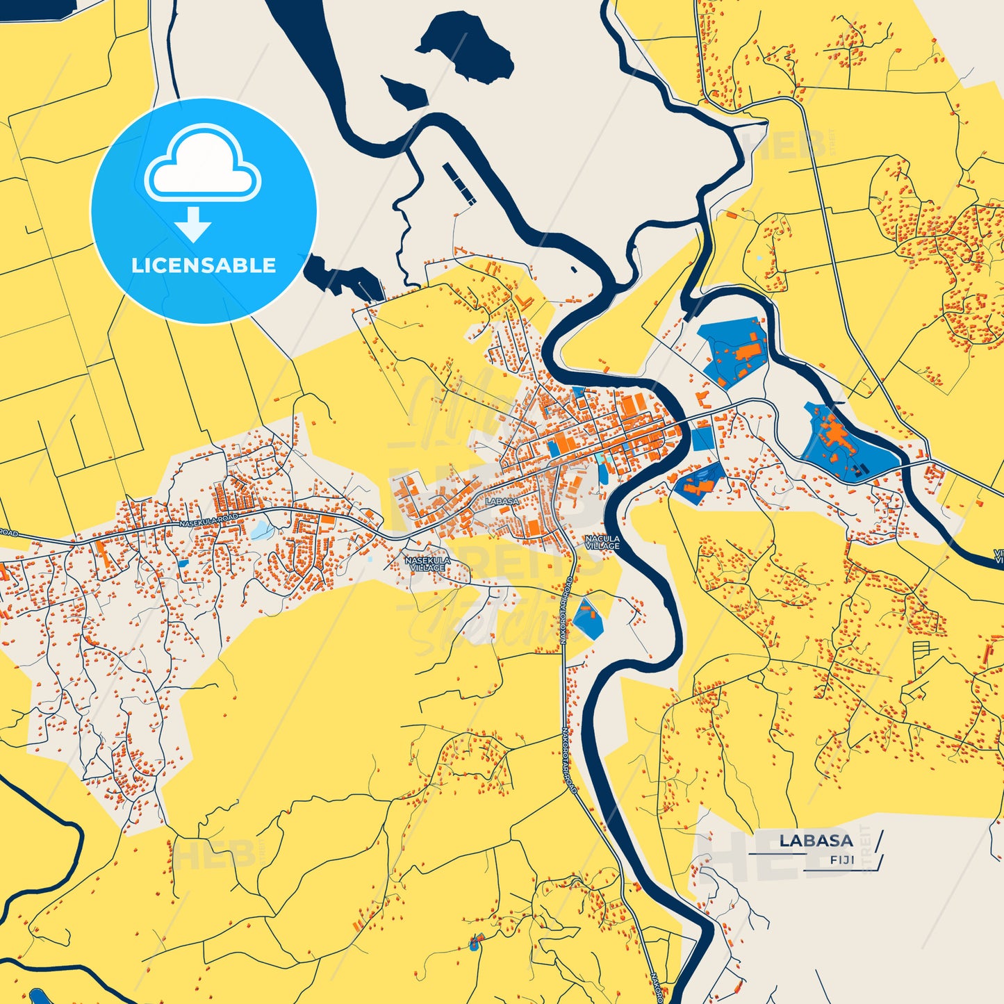 Canvas Print Template of Labasa Street Map