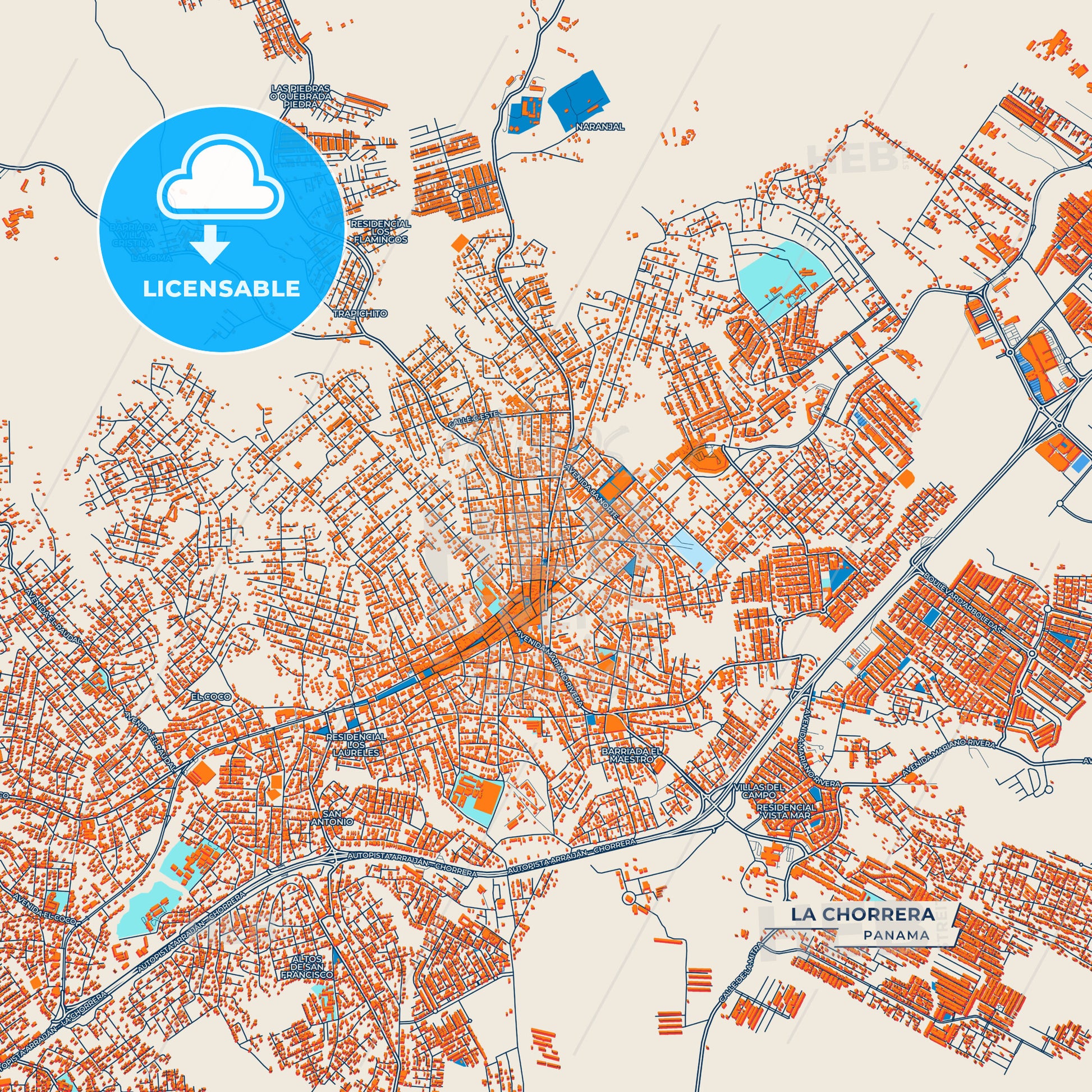Canvas Print Template of La Chorrera Street Map