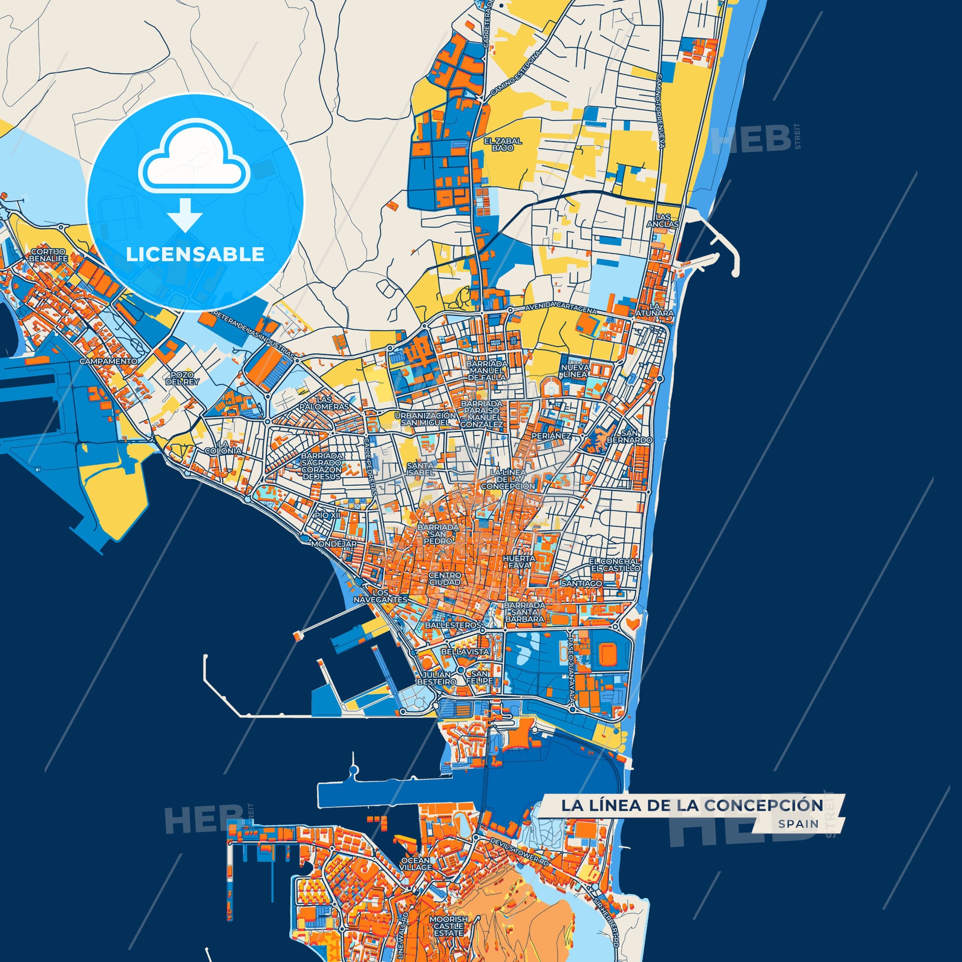 Canvas Print Template of La Línea de la Concepción Street Map