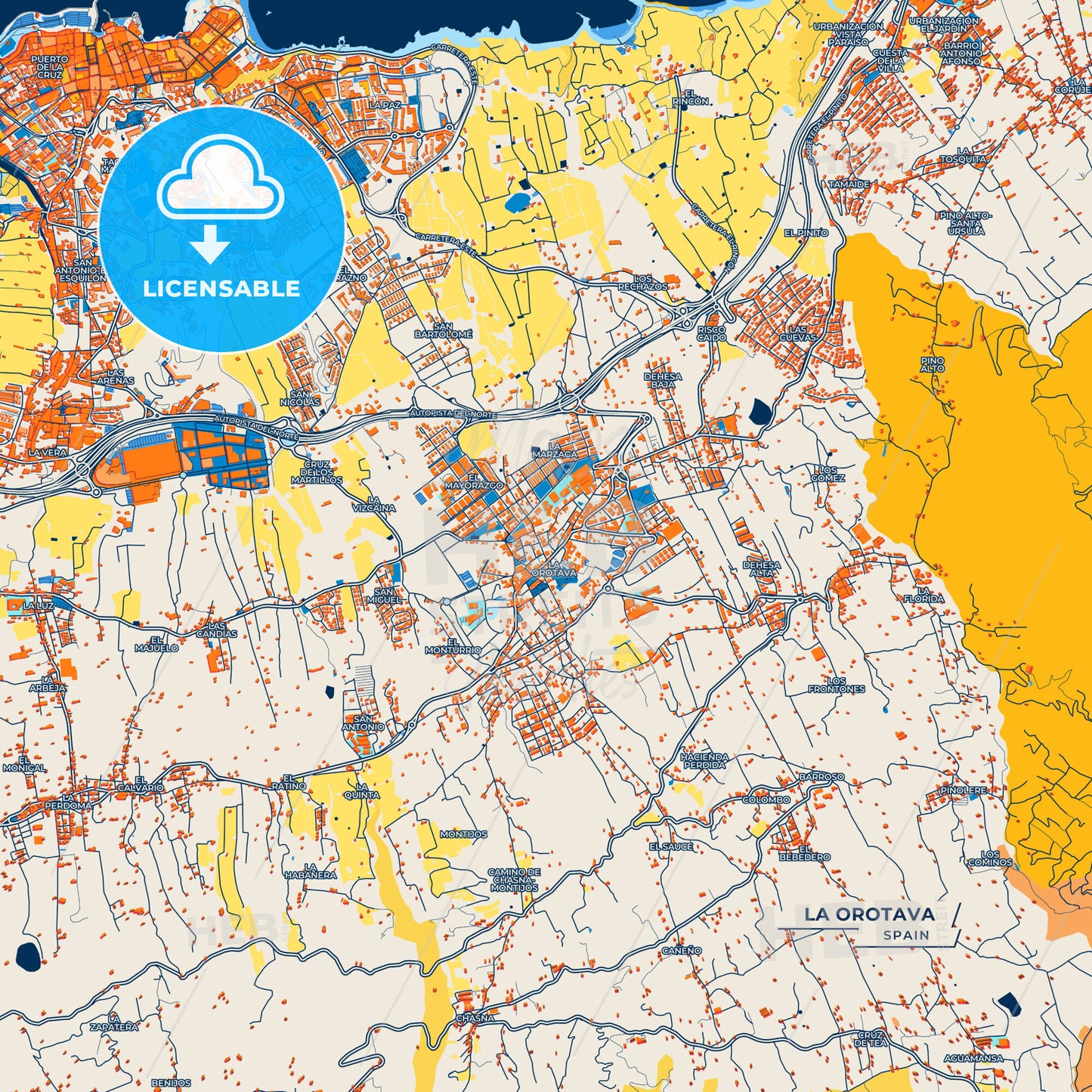 Canvas Print Template of La Orotava Street Map