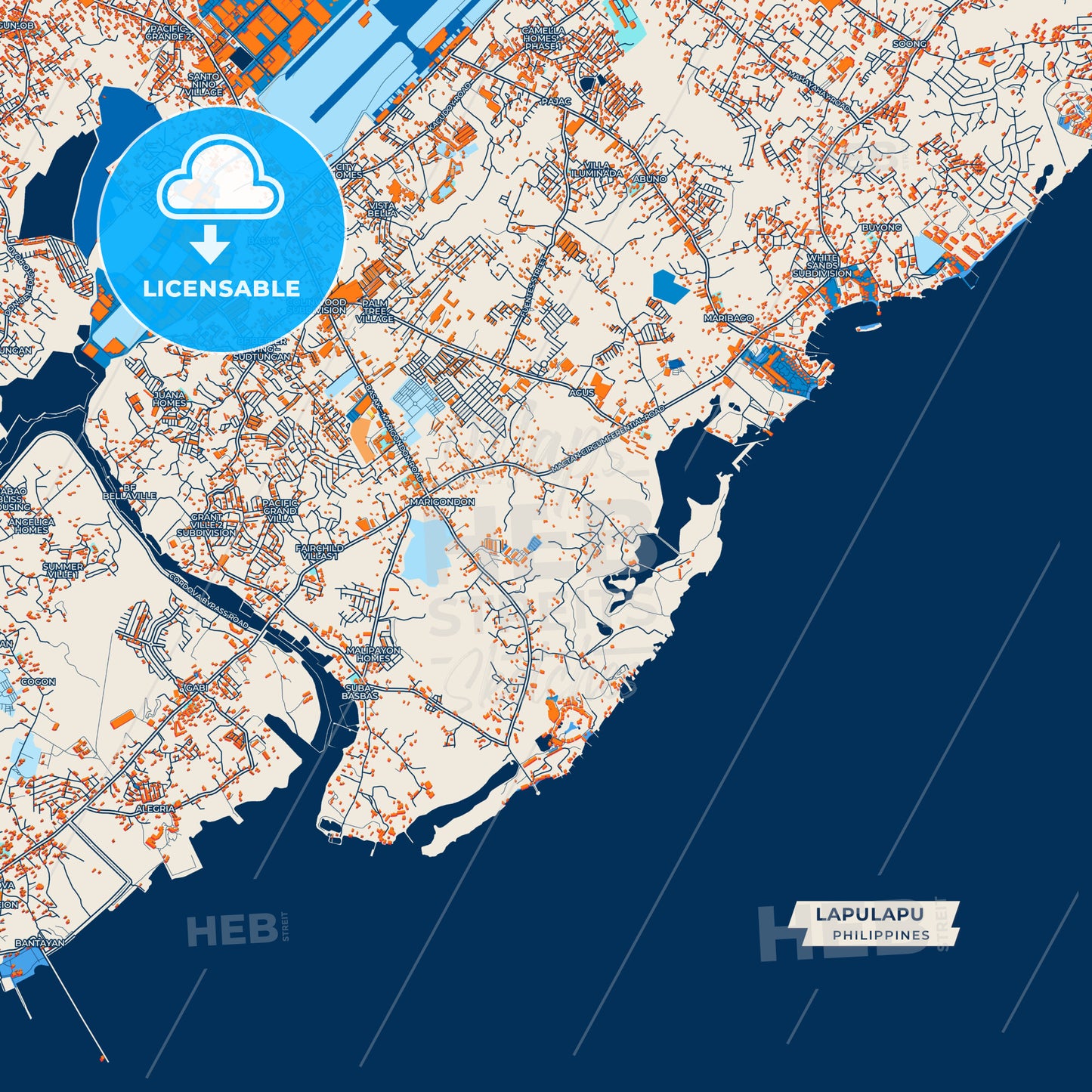 Canvas Print Template of Lapu‑Lapu Street Map