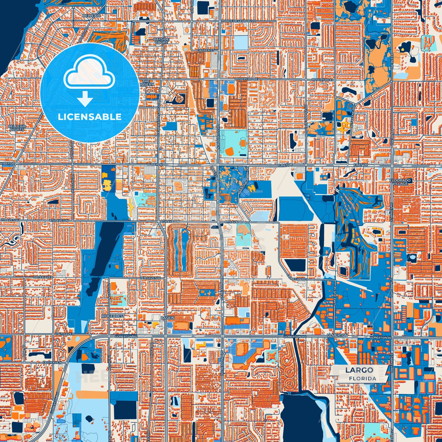 Canvas Print Template of Largo Street Map