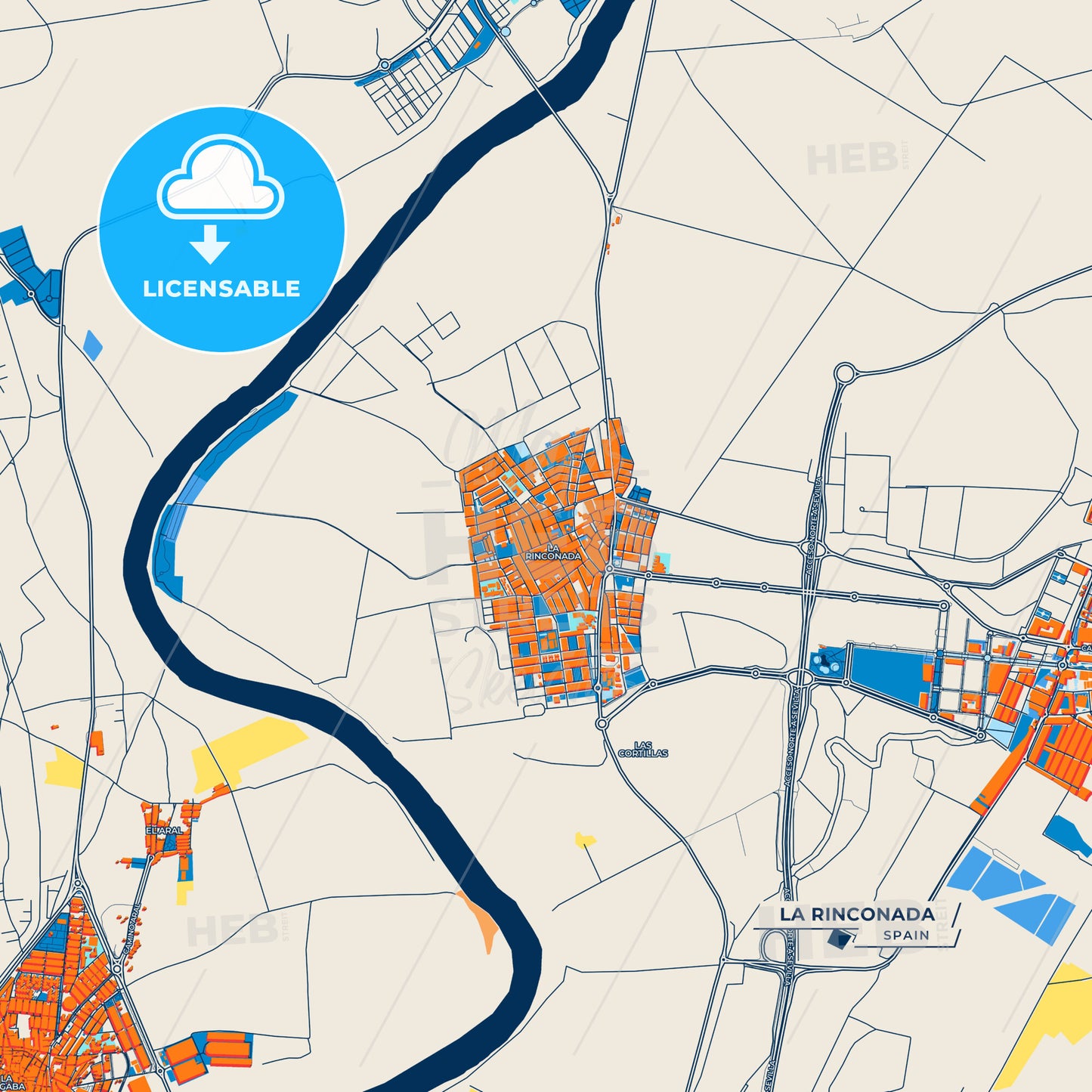 Canvas Print Template of La Rinconada Street Map