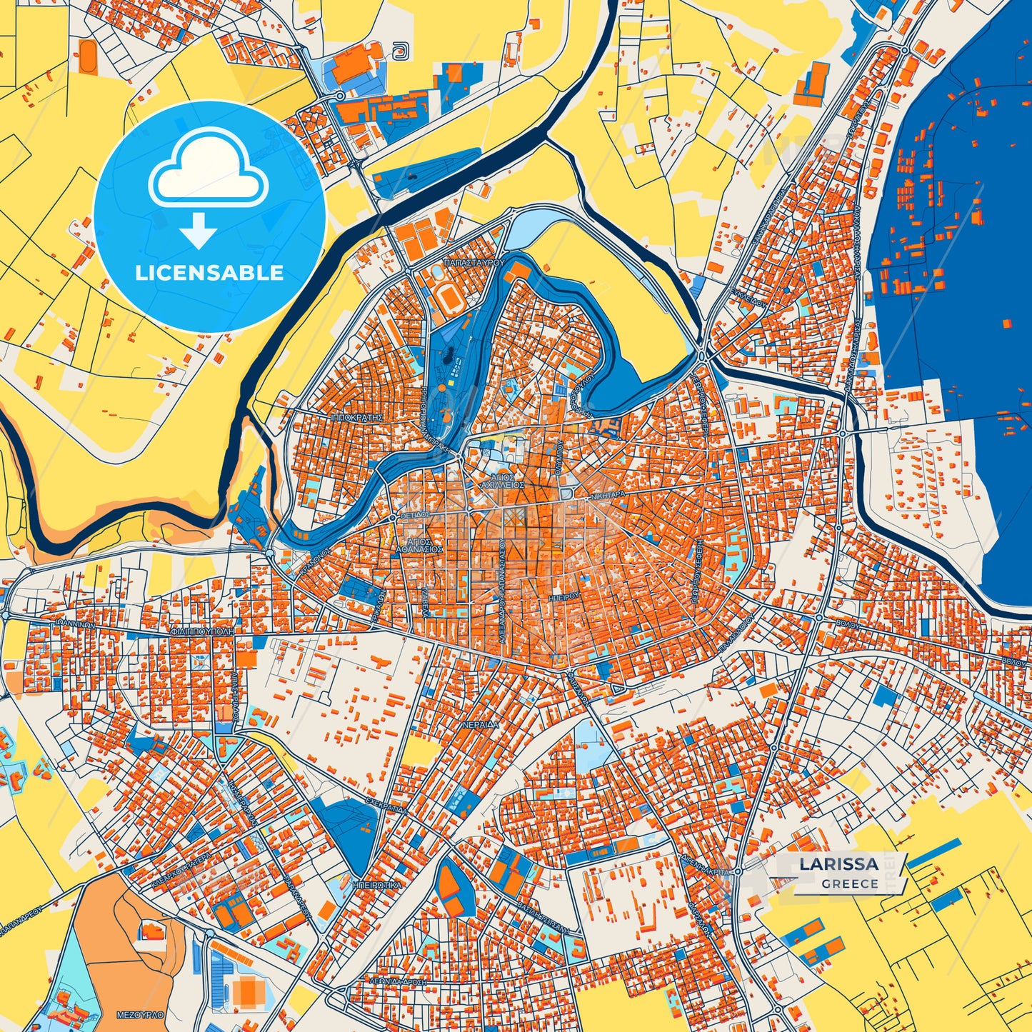 Canvas Print Template of Larissa Street Map