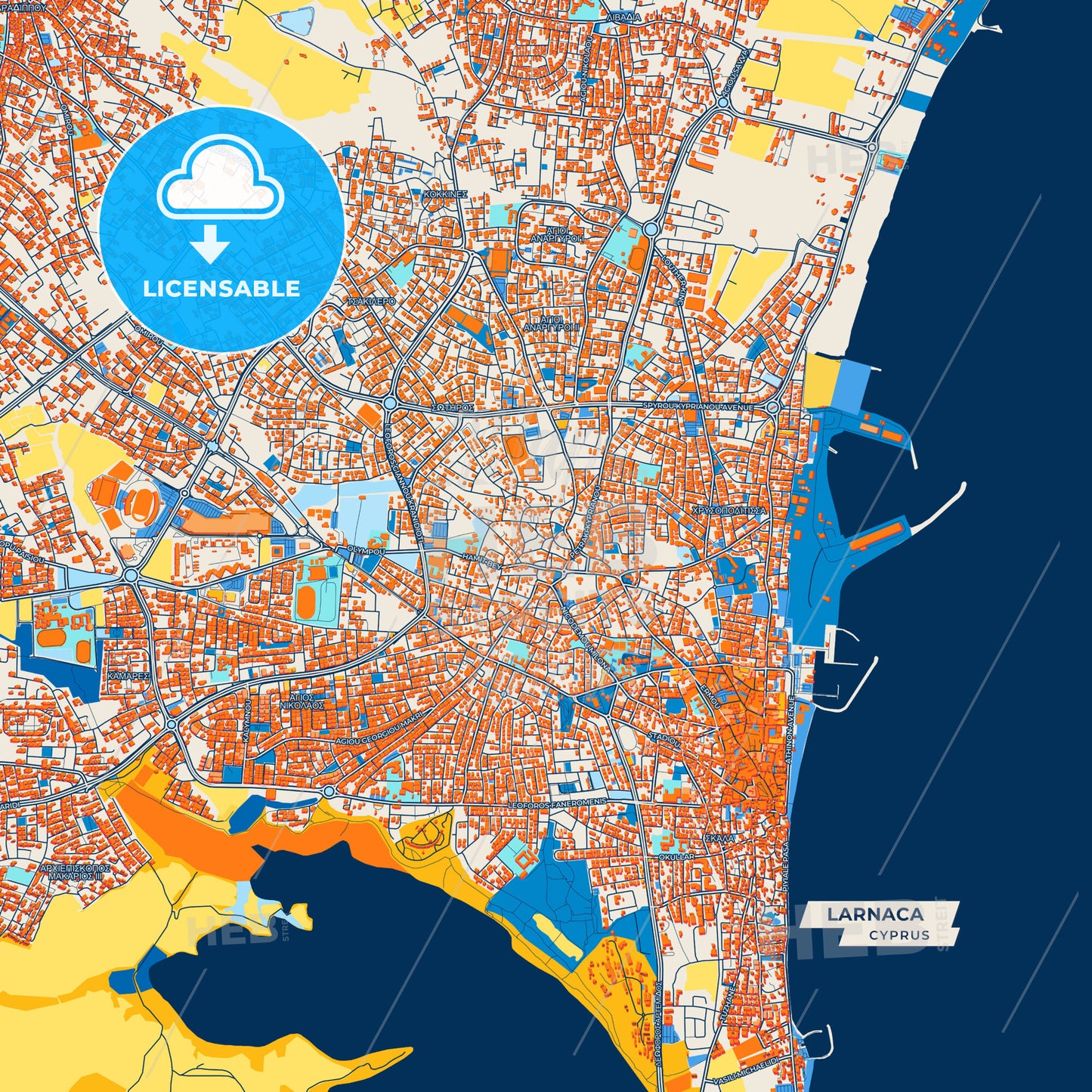 Canvas Print Template of Larnaca   Street Map