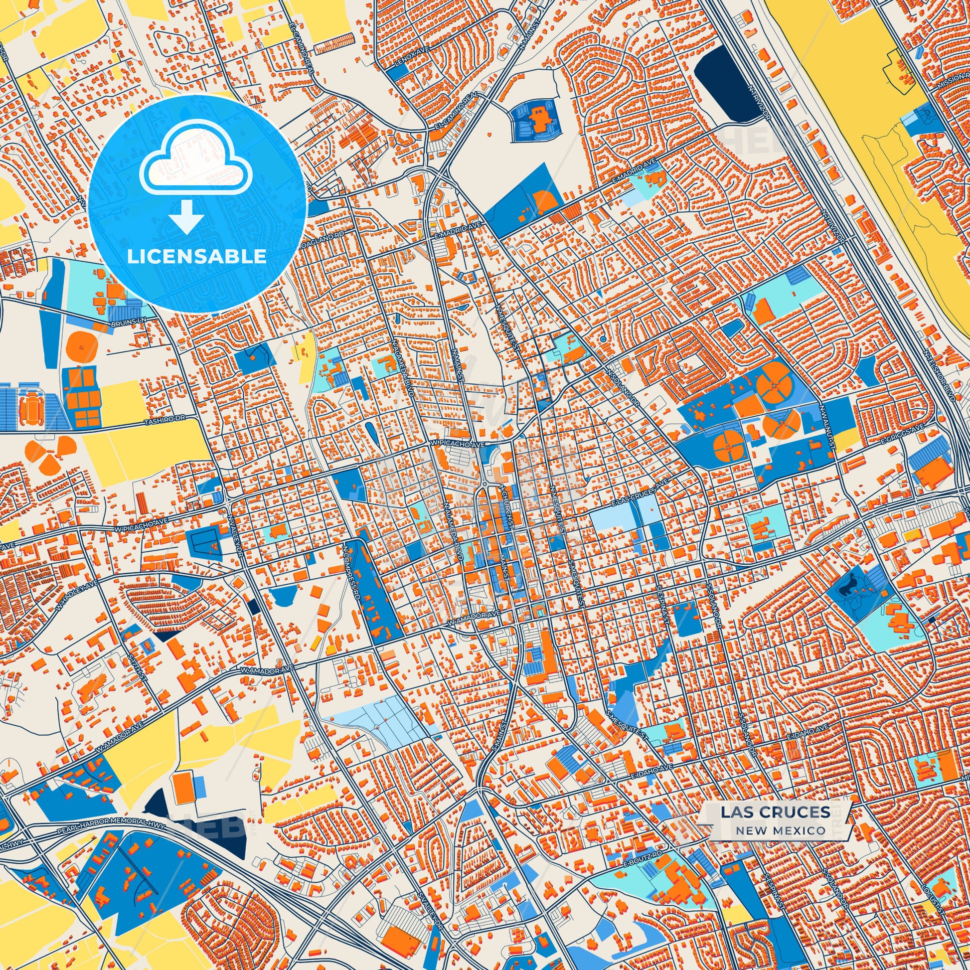 Canvas Print Template of Las Cruces Street Map