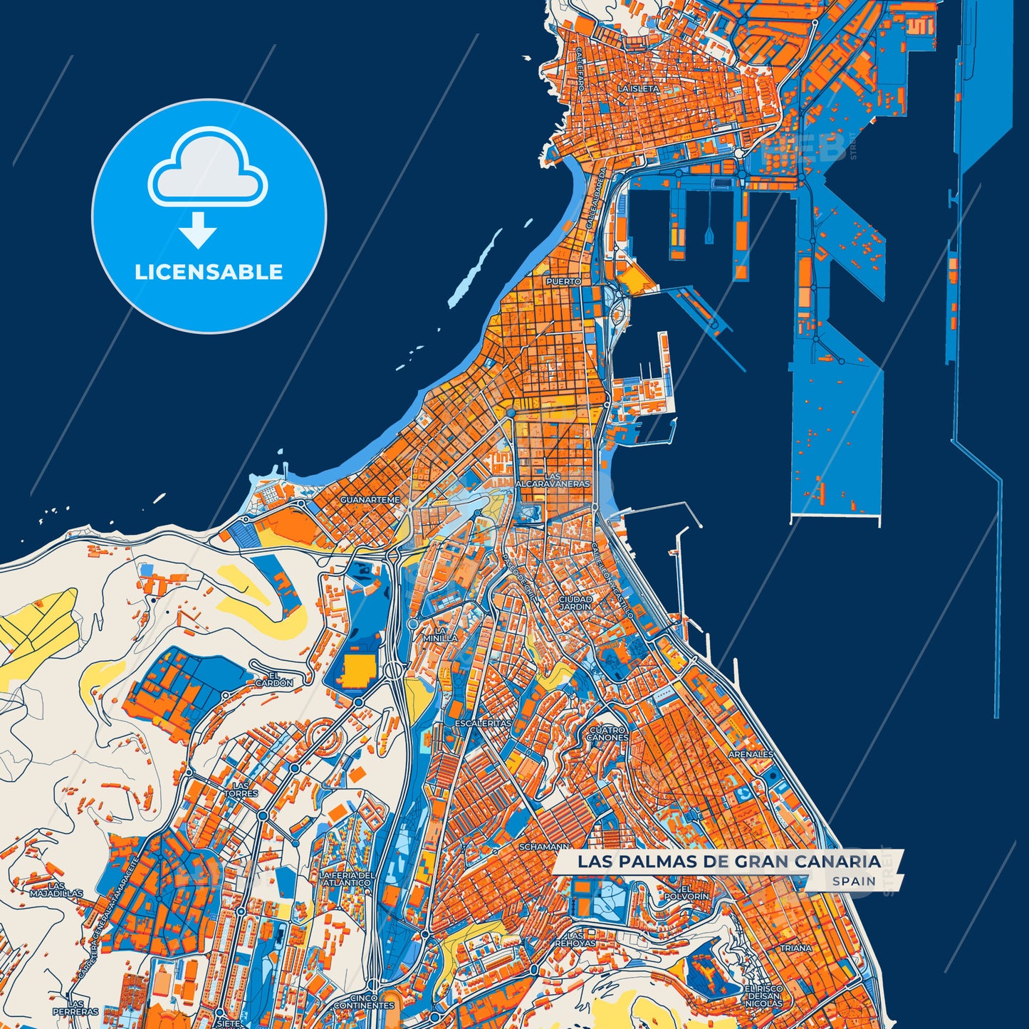 Canvas Print Template of Las Palmas de Gran Canaria Street Map
