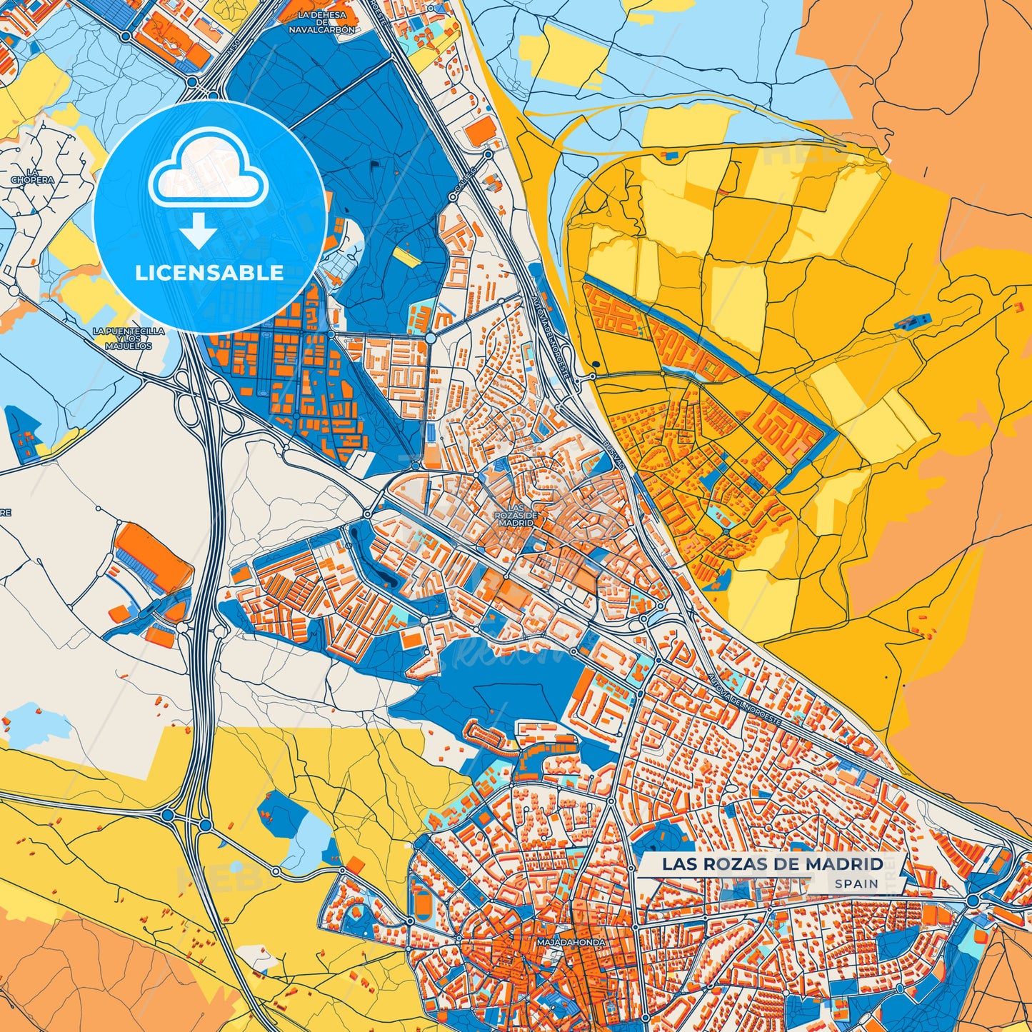 Canvas Print Template of Las Rozas de Madrid Street Map