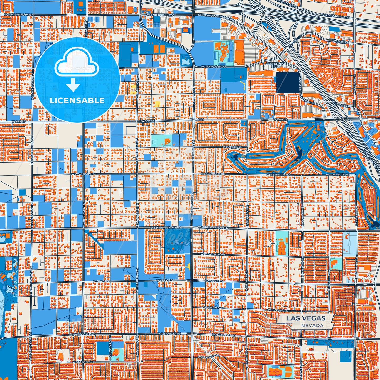 Canvas Print Template of Las Vegas Street Map