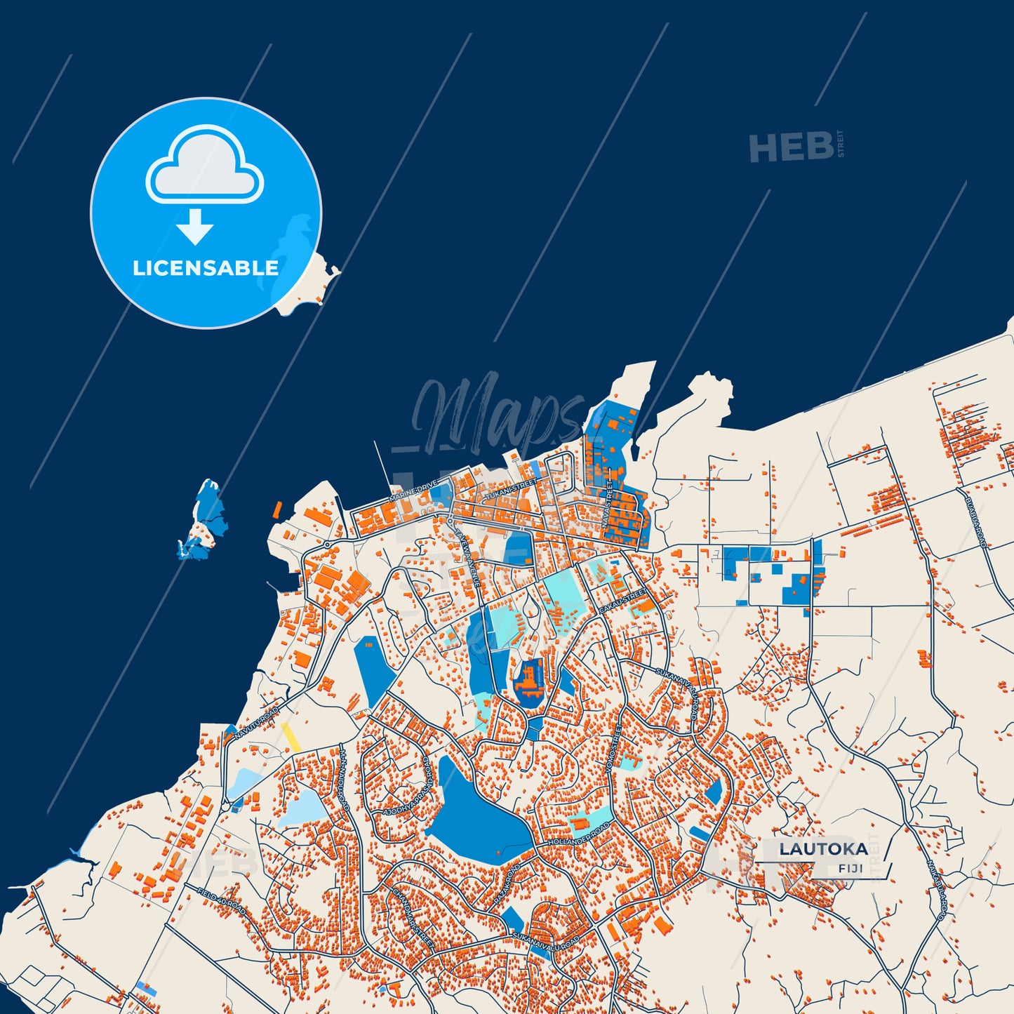 Canvas Print Template of Lautoka Street Map