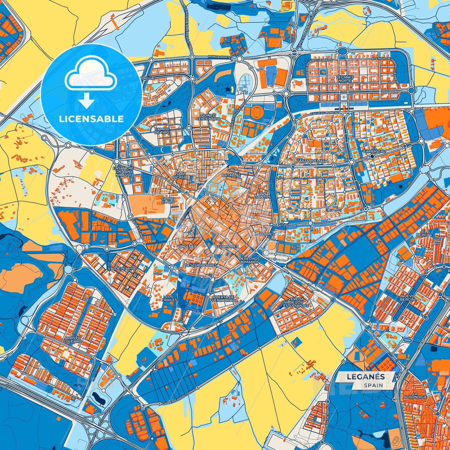 Canvas Print Template of Leganés Street Map