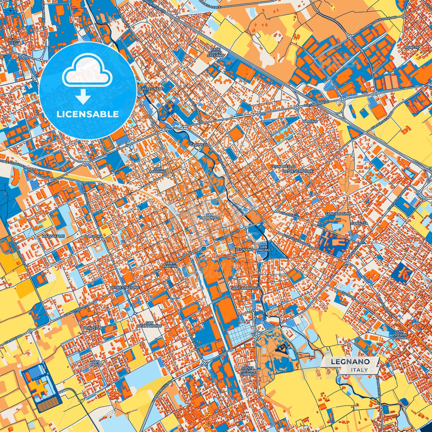 Canvas Print Template of Legnano Street Map