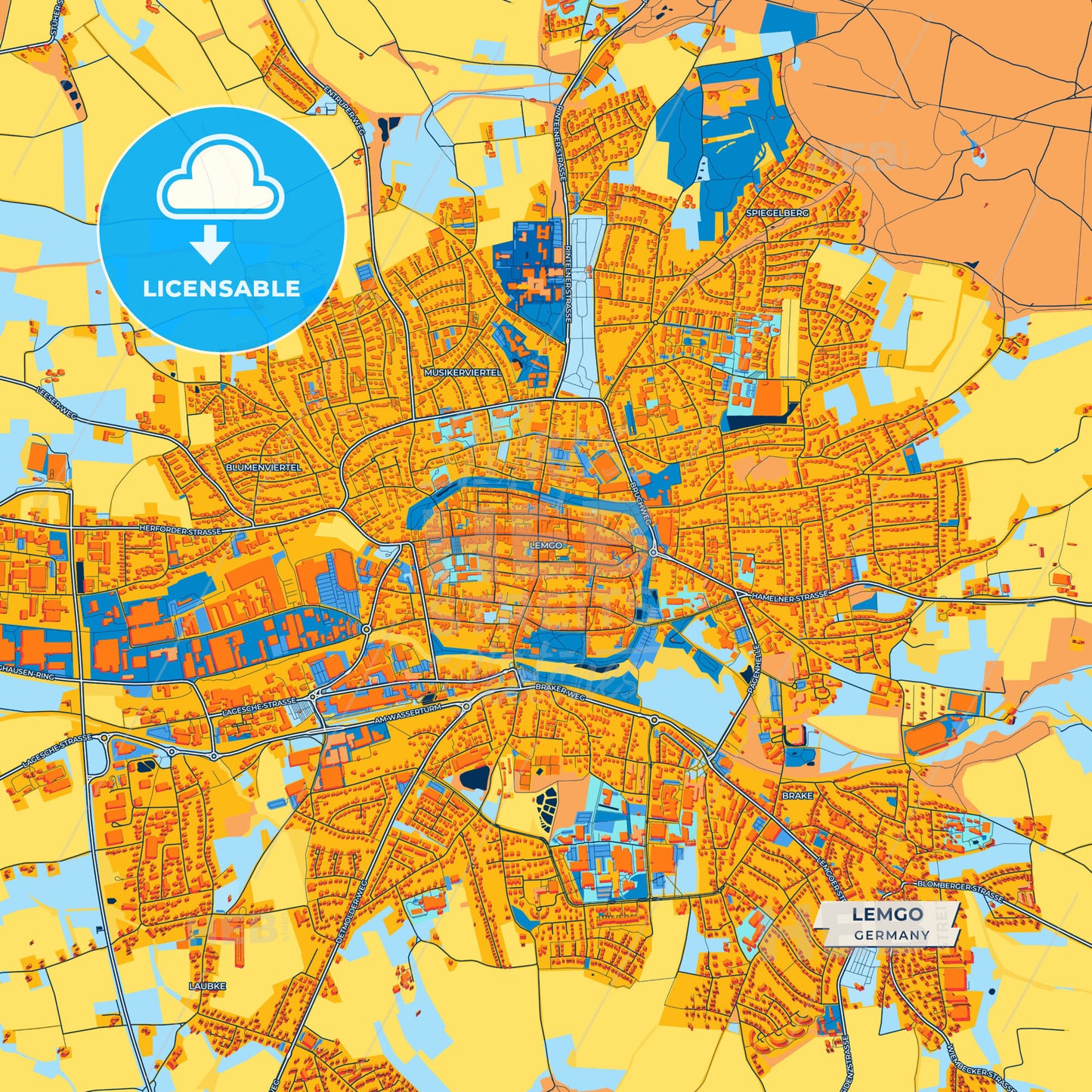 Canvas Print Template of Lemgo Street Map