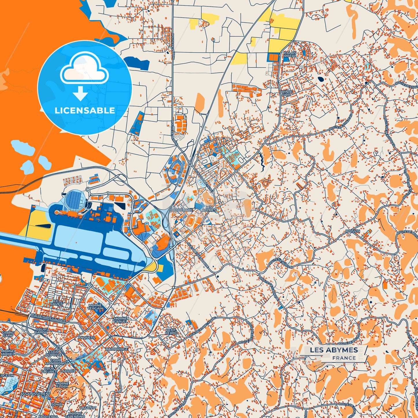 Canvas Print Template of Les Abymes Street Map