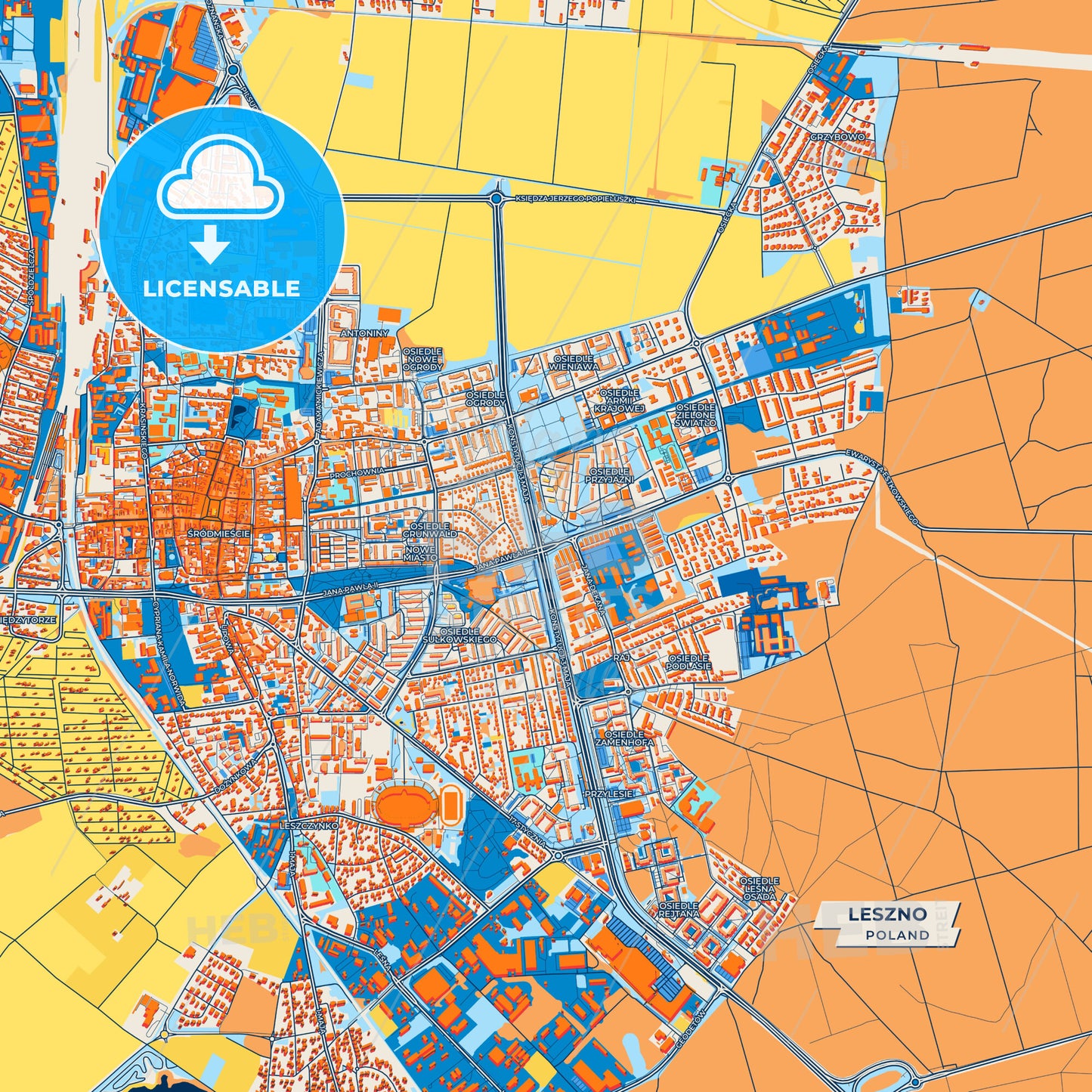 Canvas Print Template of Leszno Street Map