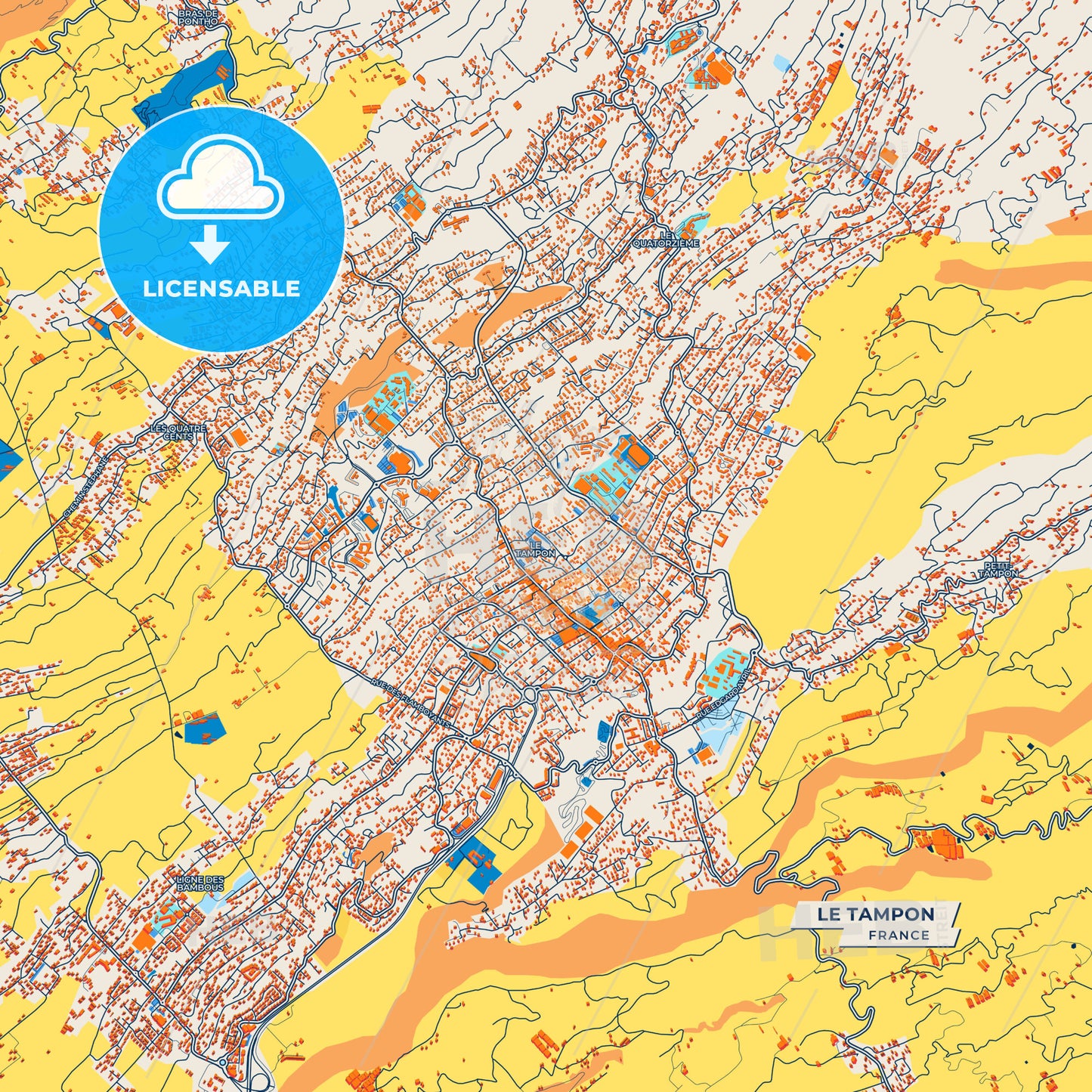 Canvas Print Template of Le Tampon Street Map