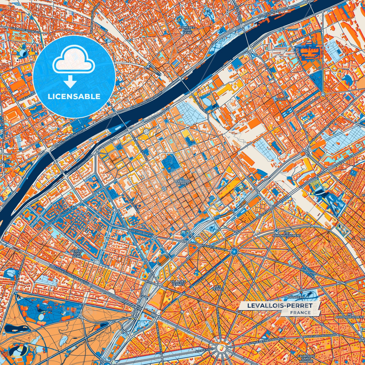 Canvas Print Template of Levallois-Perret Street Map