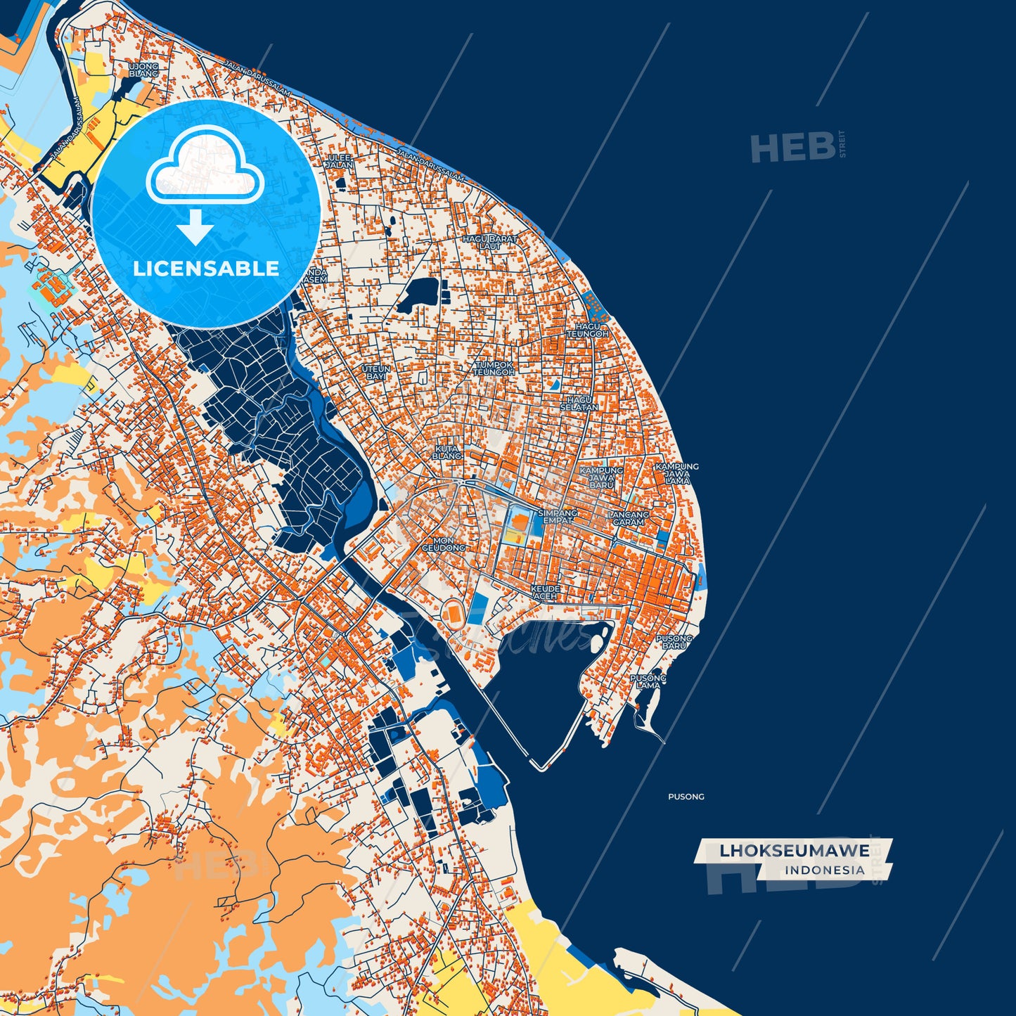 Canvas Print Template of Lhokseumawe Street Map