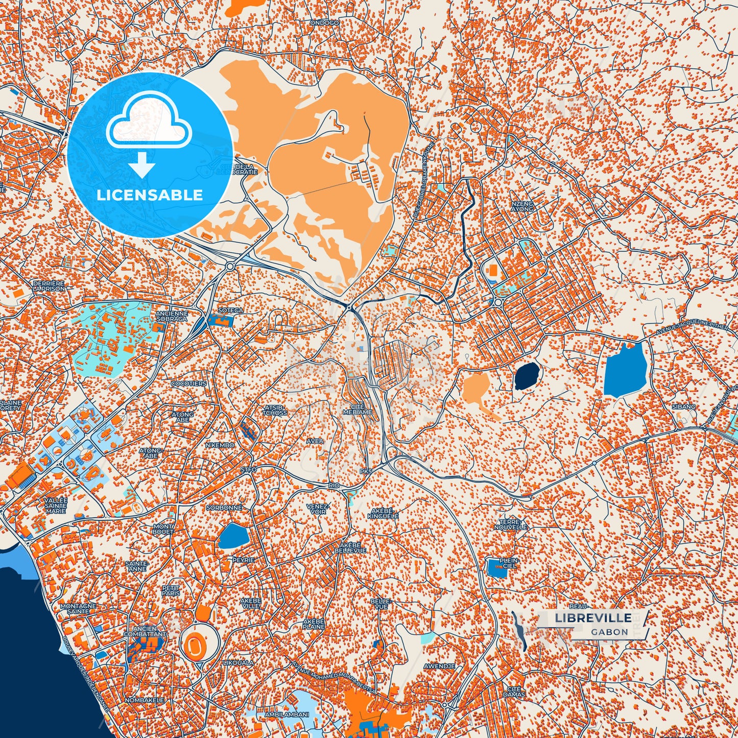 Canvas Print Template of Libreville Street Map