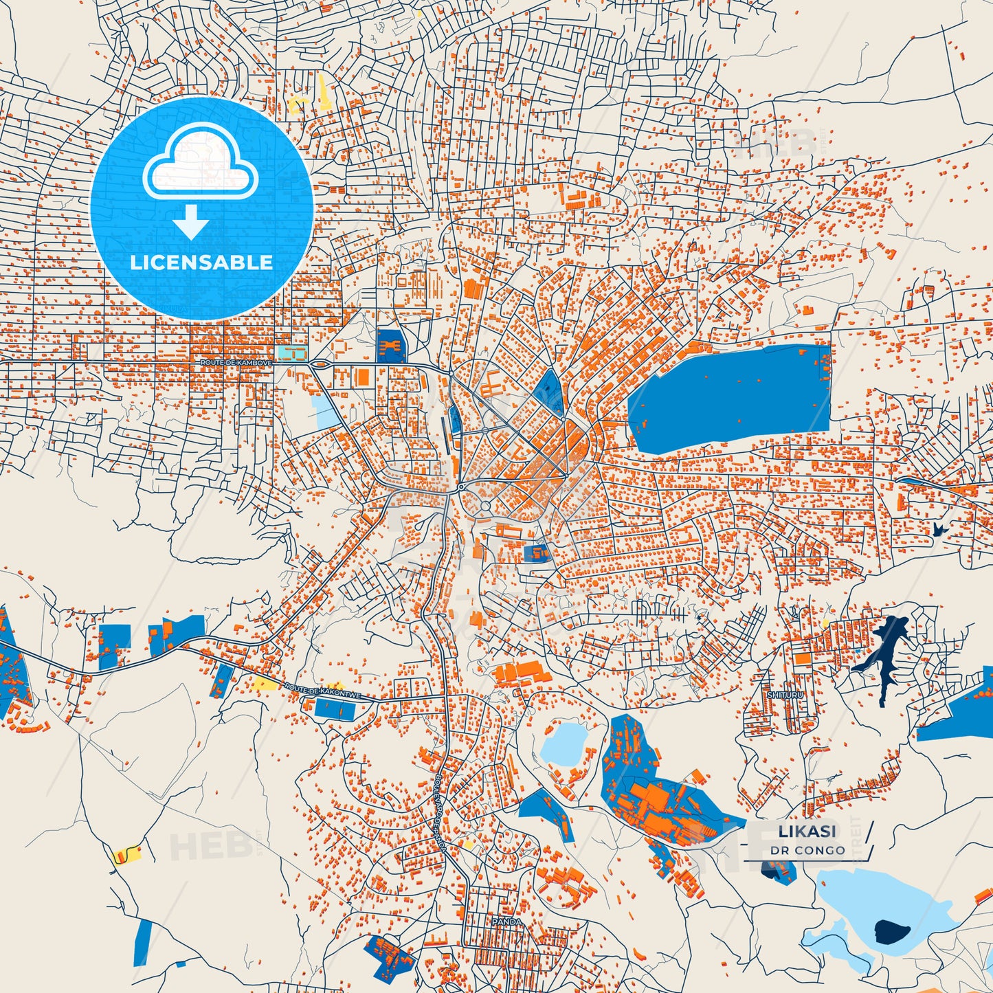 Canvas Print Template of Likasi Street Map