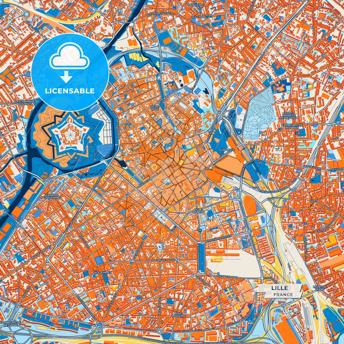 Canvas Print Template of Lille Street Map
